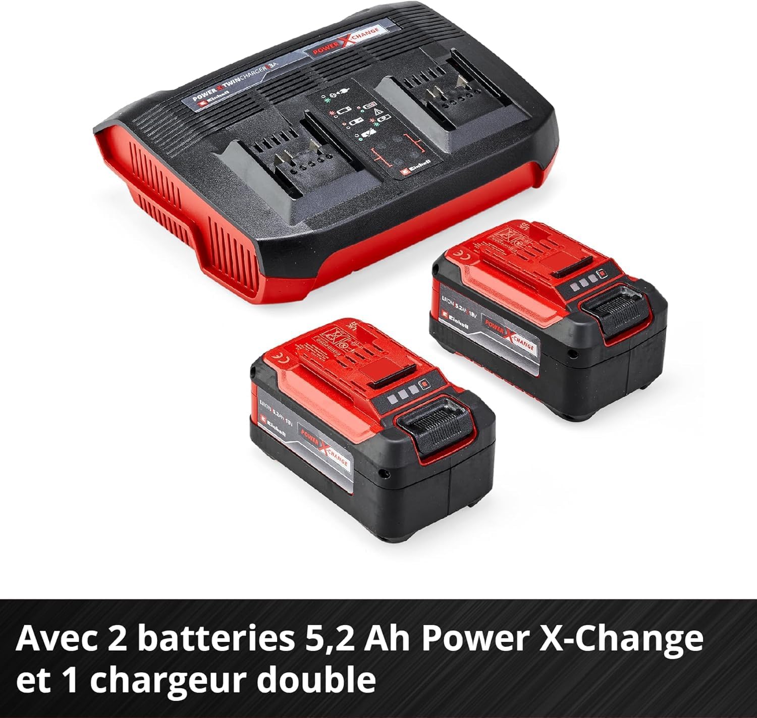 Einhell RASARRO 36/42 Professional Cordless Lawnmower Power X-Change Kit (36V, Cutting Width: 42cm, Tray 50L, Carbon Free Motor) Comes with 2 x 5.2 Ah Batteries + Dual Charger