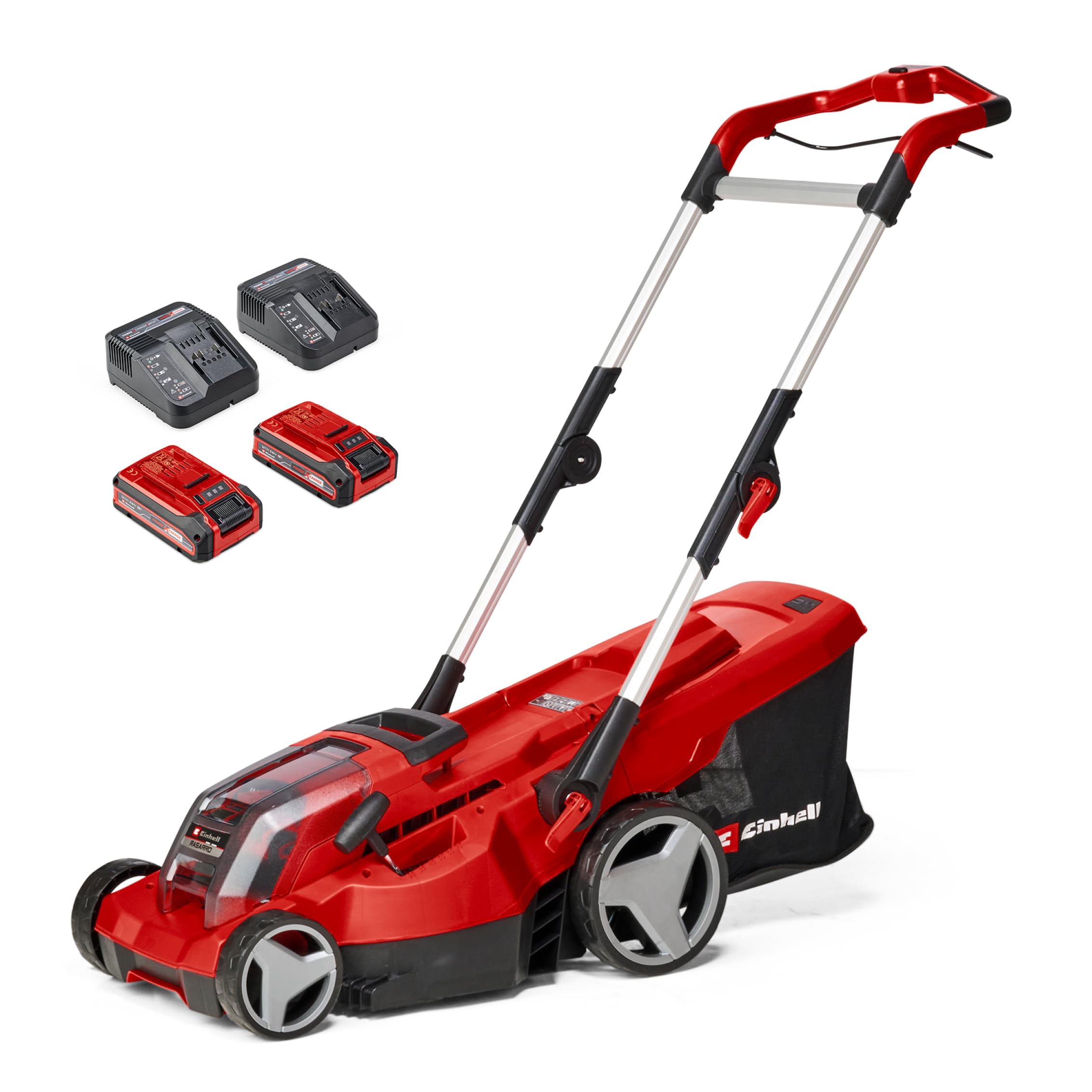 Einhell RASARRO 36/42 Professional Cordless Lawnmower Power X-Change Kit (36V, Cutting Width: 42cm, Tray 50L, Carbon Free Motor) Comes with 2 x 5.2 Ah Batteries + Dual Charger