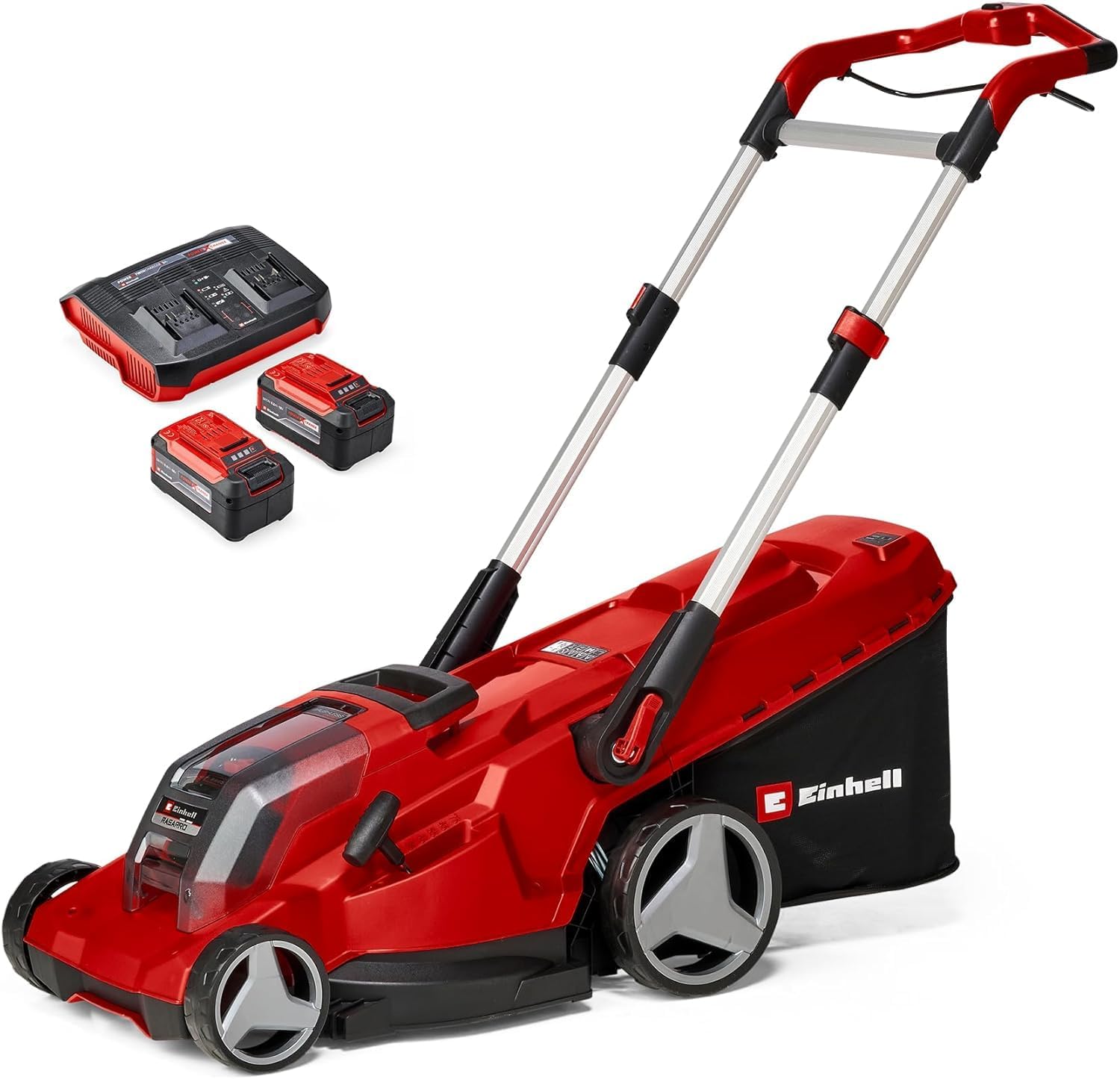 Einhell RASARRO 36/42 Professional Cordless Lawnmower Power X-Change Kit (36V, Cutting Width: 42cm, Tray 50L, Carbon Free Motor) Comes with 2 x 5.2 Ah Batteries + Dual Charger