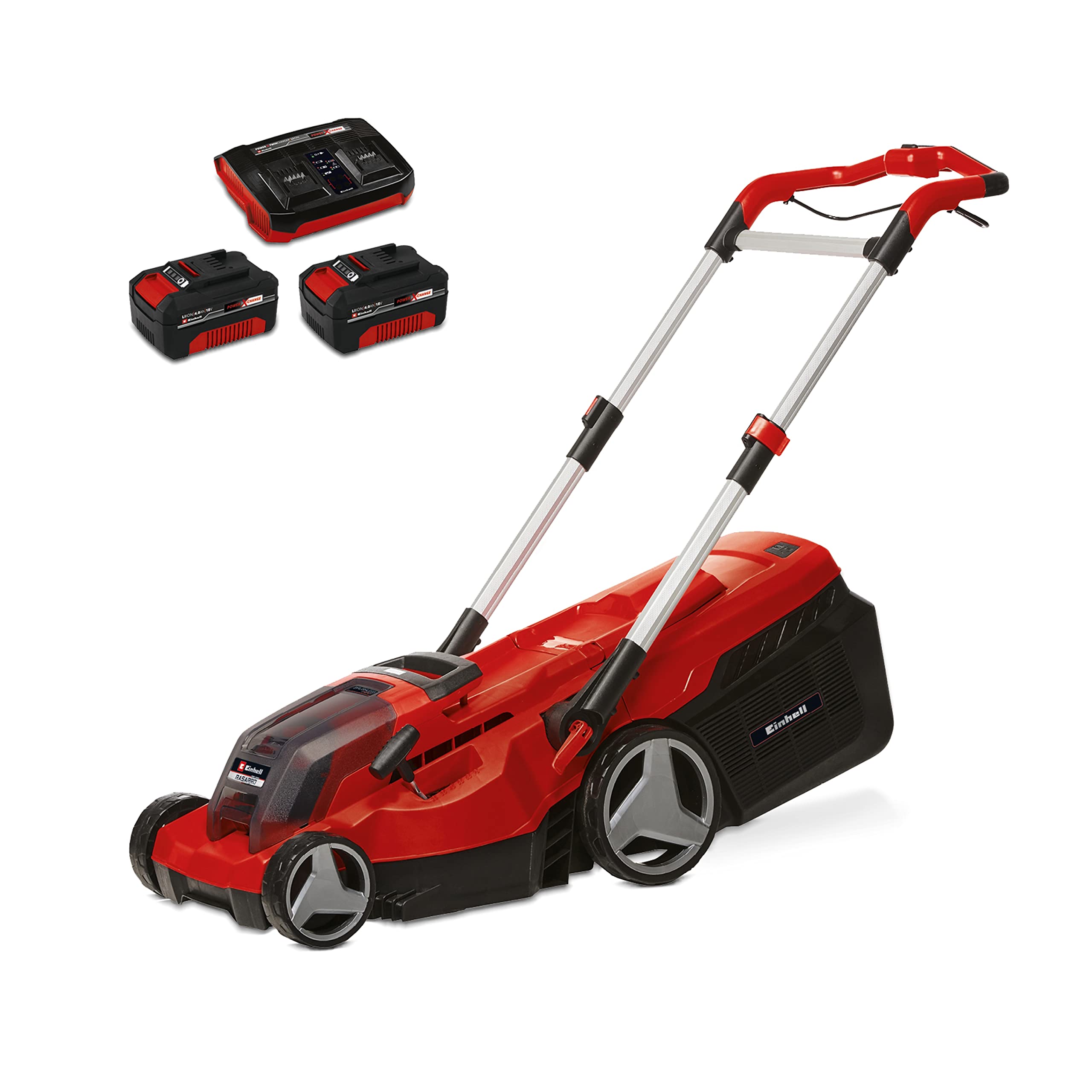 Einhell RASARRO 36/42 Professional Cordless Lawnmower Power X-Change Kit (36V, Cutting Width: 42cm, Tray 50L, Carbon Free Motor) Comes with 2 x 5.2 Ah Batteries + Dual Charger