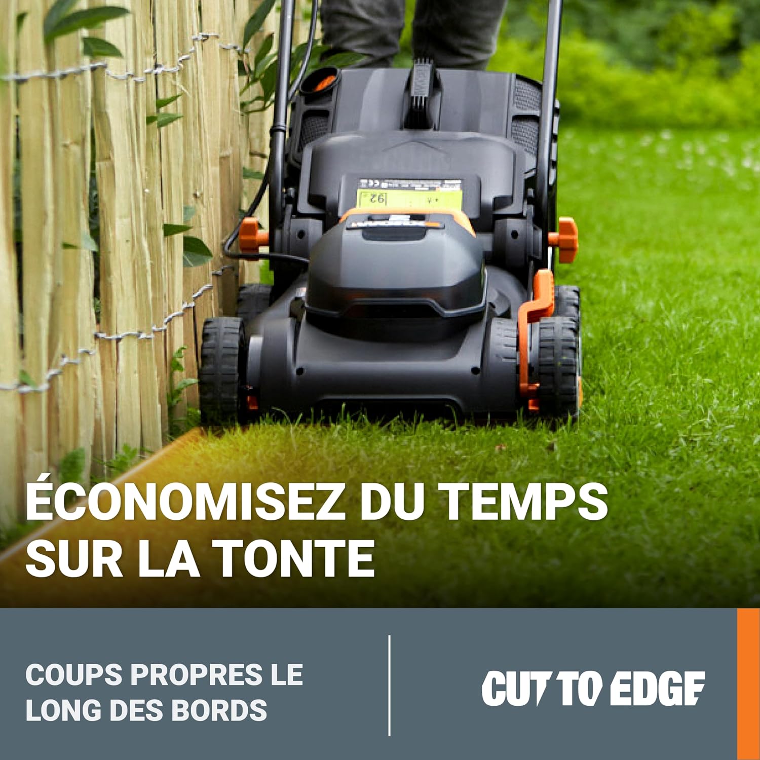 WORX Cordless Lawnmower 40 V (2 x 20 V) Max 40 cm WG734E Ideal for Garden up to 500 m², Powershare, 4 Ah, IntelliCut Technology 20-80 mm Cutting Height
