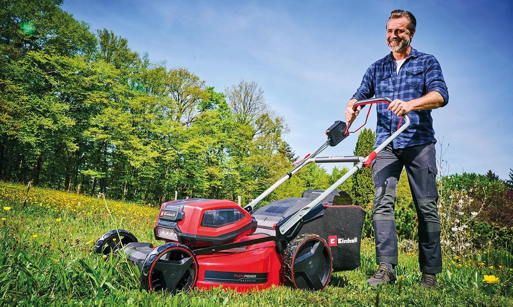 Einhell Professional Cordless Lawnmower GP-CM 36/52 S Li BL (4x5.2Ah) Power X-Change (36V, Brushless Motor, Cut to 52cm) Comes with 4 Batteries 5.2 Ah and 2 Dual Chargers