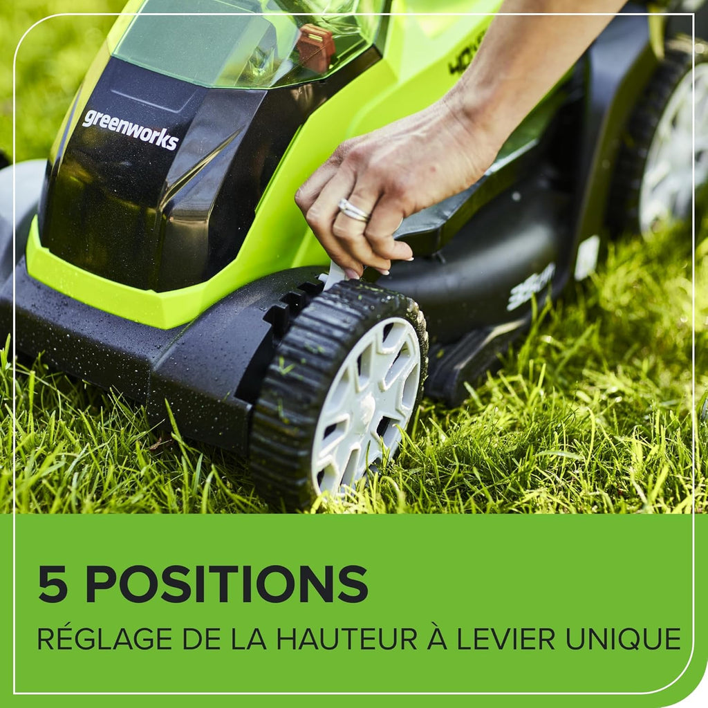 Greenworks G40LM35K2X 40V Cordless Lawnmower for Lawns up to 400 m², Cutting Width 35 cm, 40 L Bag, Included Two 40V 2Ah Batteries and One Charger, 3 Year Warranty
