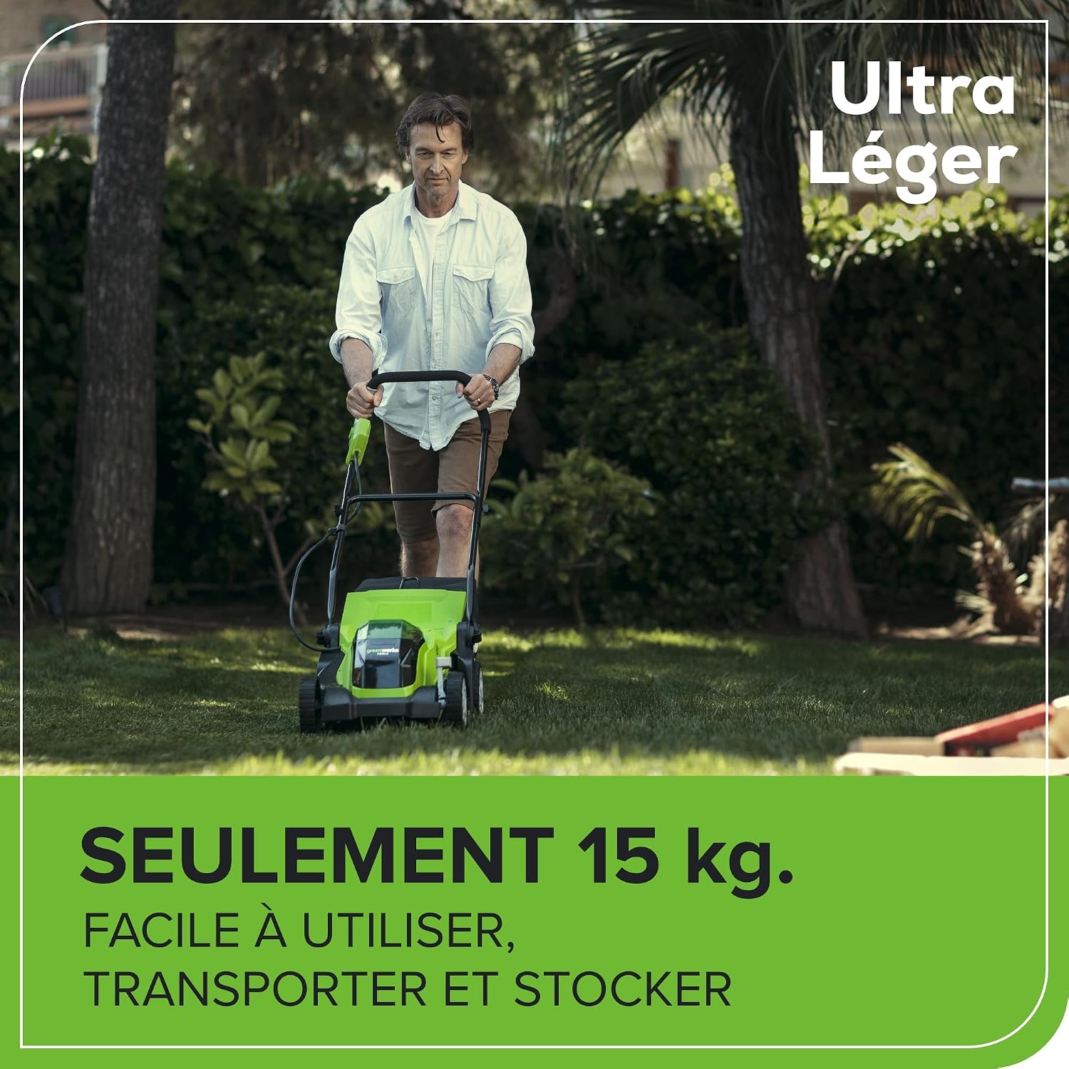 Greenworks G40LM35K2X 40V Cordless Lawnmower for Lawns up to 400 m², Cutting Width 35 cm, 40 L Bag, Included Two 40V 2Ah Batteries and One Charger, 3 Year Warranty