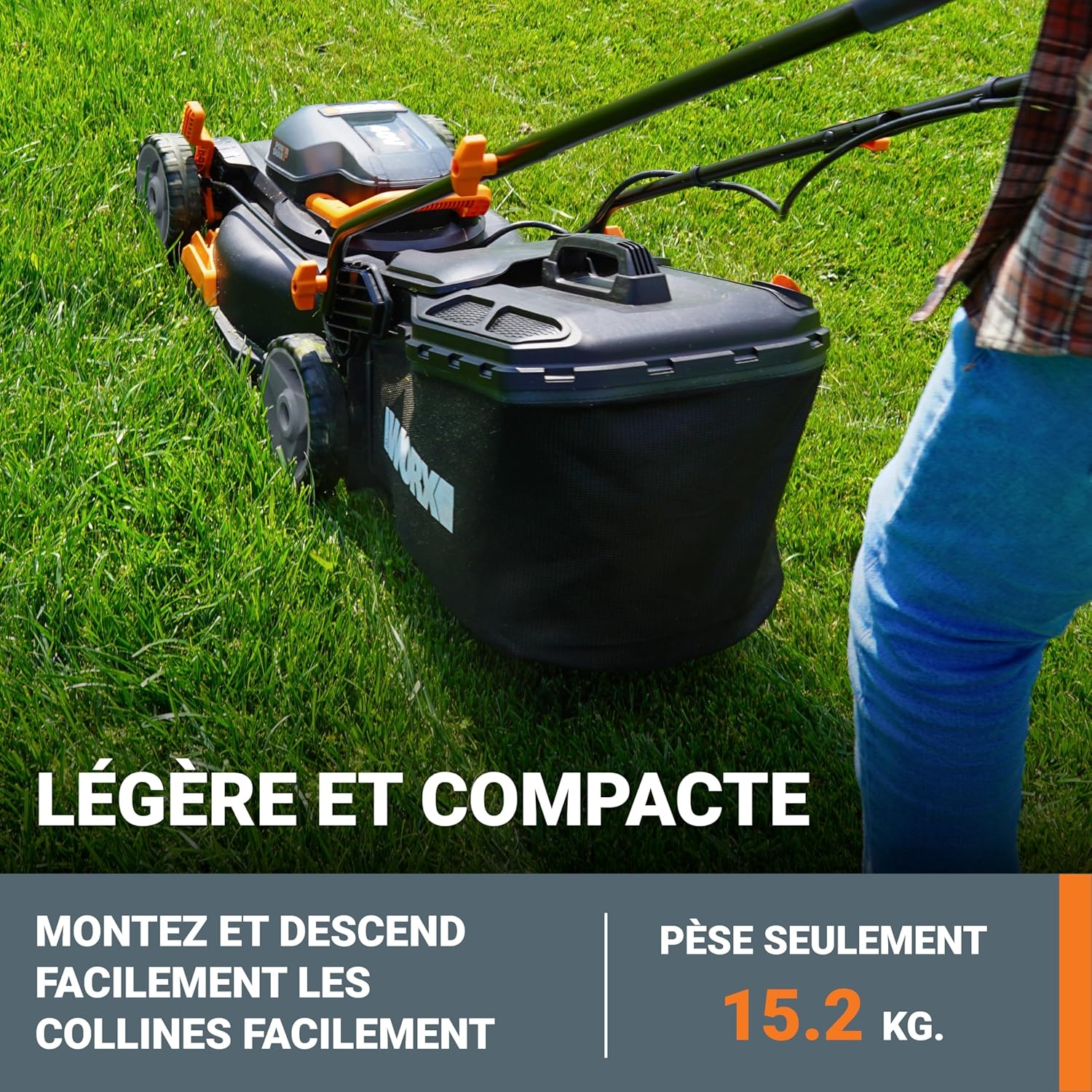 WORX Cordless Lawnmower 40 V (2 x 20 V) Max 40 cm WG734E Ideal for Garden up to 500 m², Powershare, 4 Ah, IntelliCut Technology 20-80 mm Cutting Height